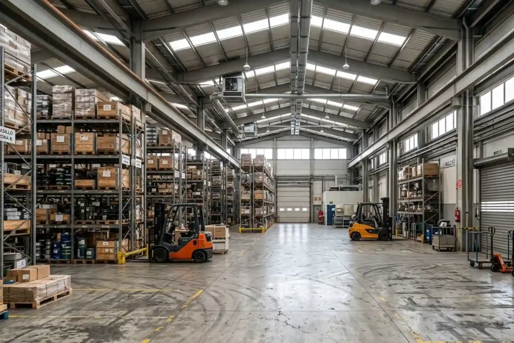 Nave industrial que ha tramitado una licencia de actividad en Madrid con nosotros